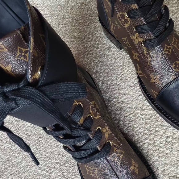 Louis Vuitton Black and Brown Monogram Ankle Boots - Picture 6 of 8